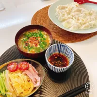 海老水餃子　ミニ冷やし中華　サンラータン|たかしさん