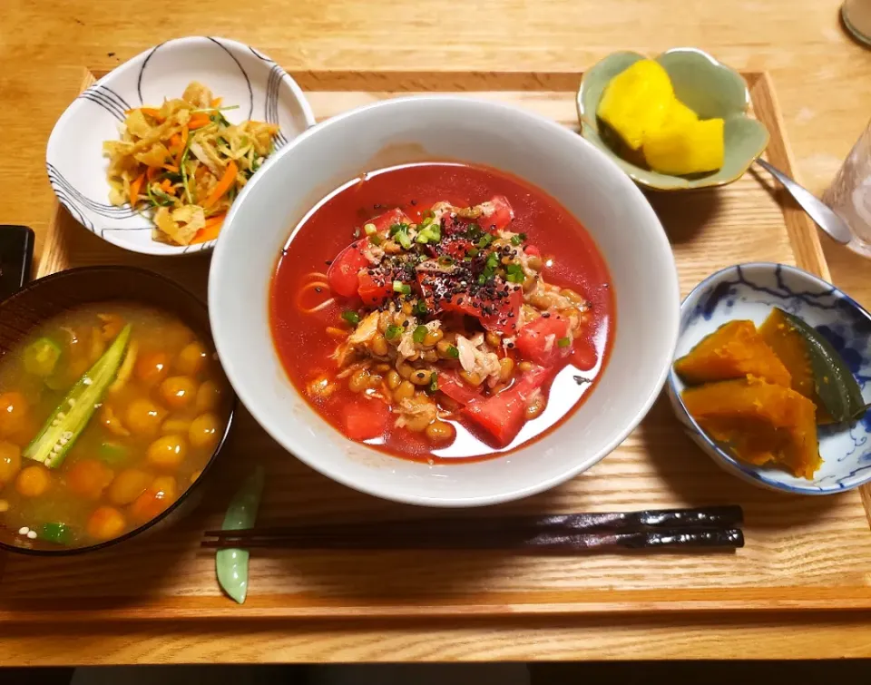 トマトと納豆のぶっかけ素麺|halさん