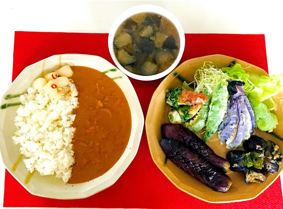 今朝の胃袋泥棒は盆カレー笑笑🍛&茄子尽くし🍆|HAMI69さん