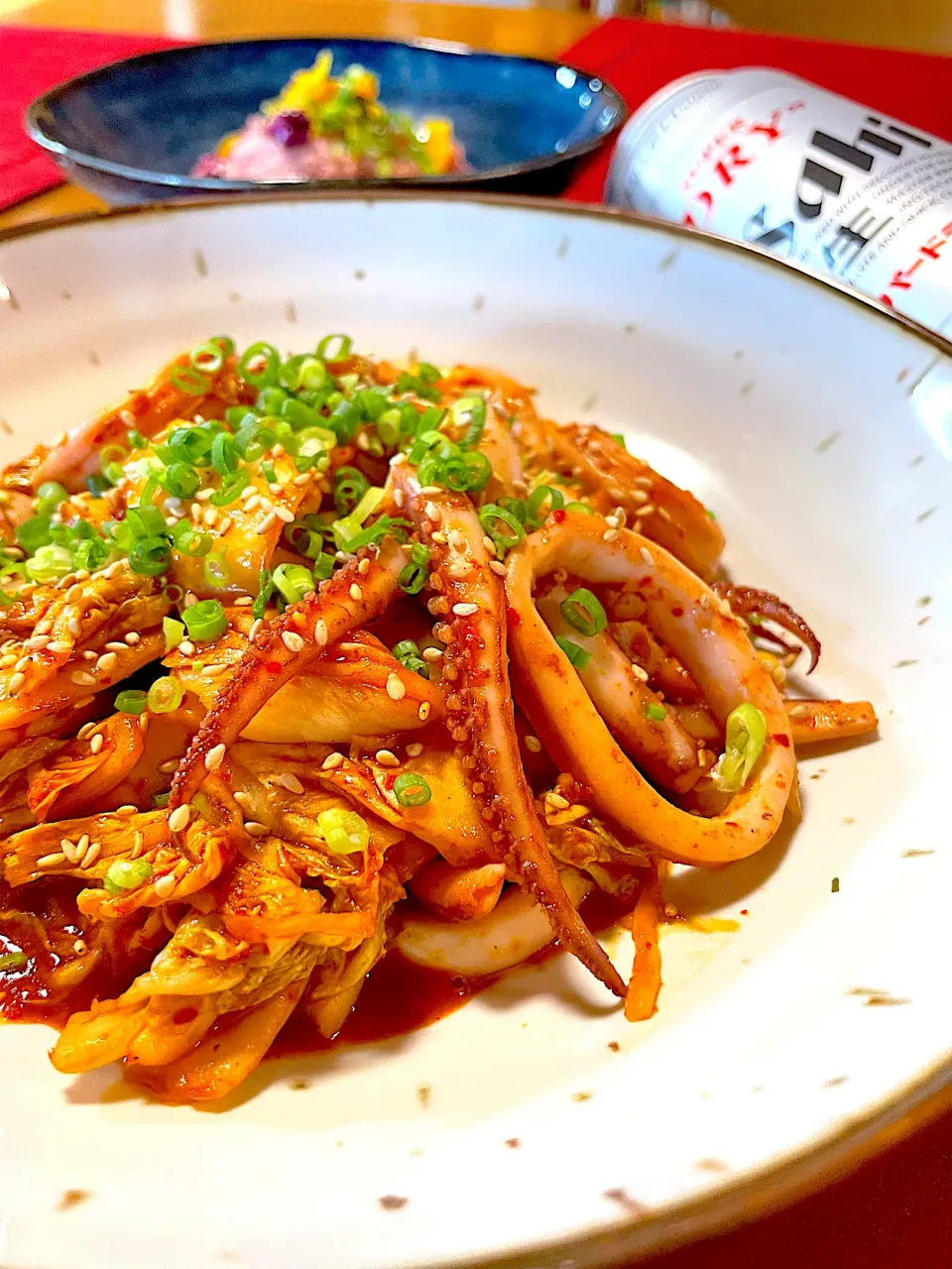 からあげビールさんの料理 しっかり味でめちゃウマ♪ビールが進む!スルメイカのキムチ炒め|おかちさん