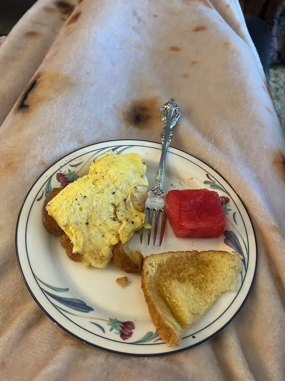 Eggs and bread and toast and watermelon|suさん