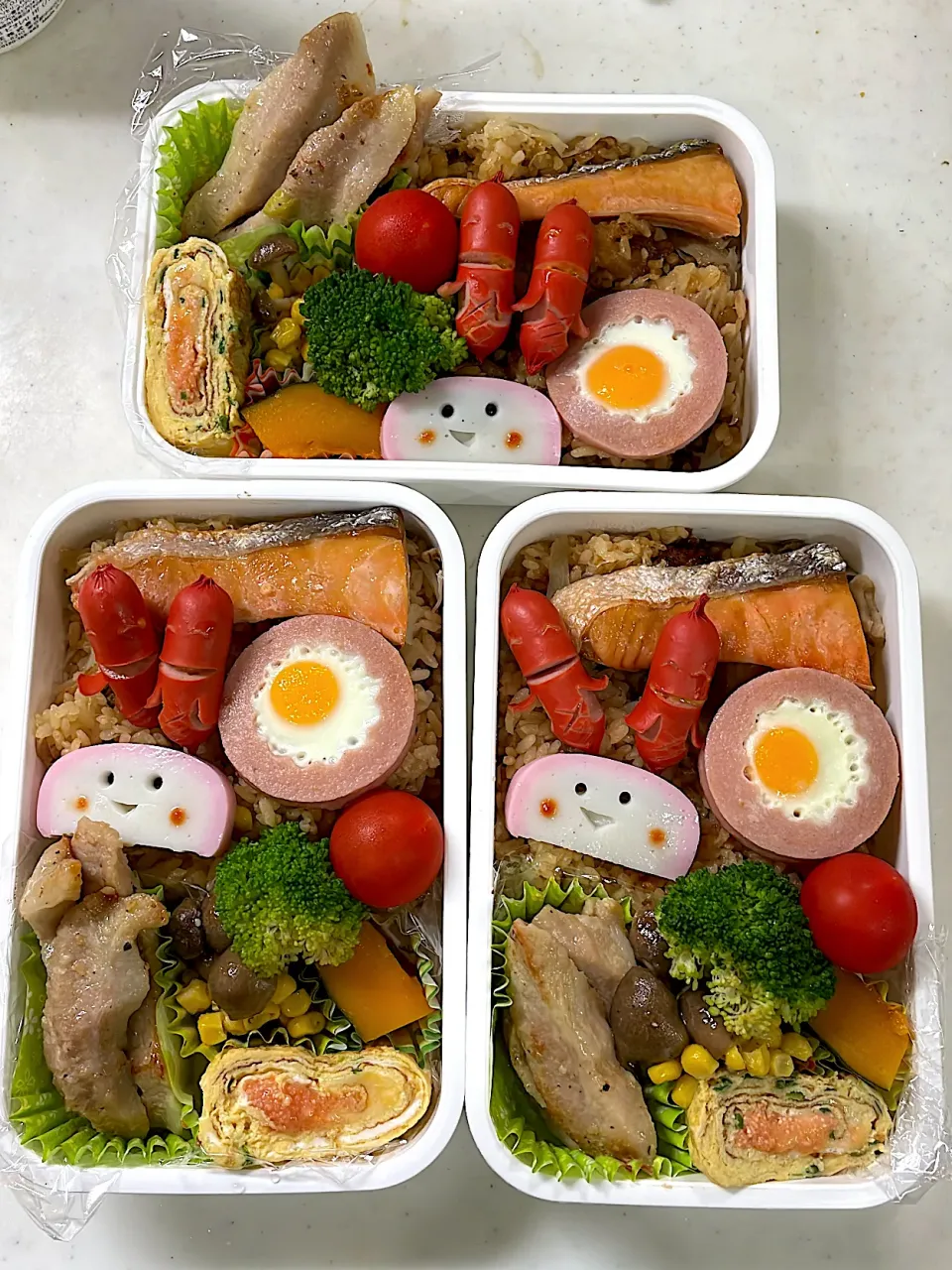 Snapdishの料理写真:2022年8月15日　ムスコ・ムスメ＆オレ弁当♪|クッキングおやぢさん