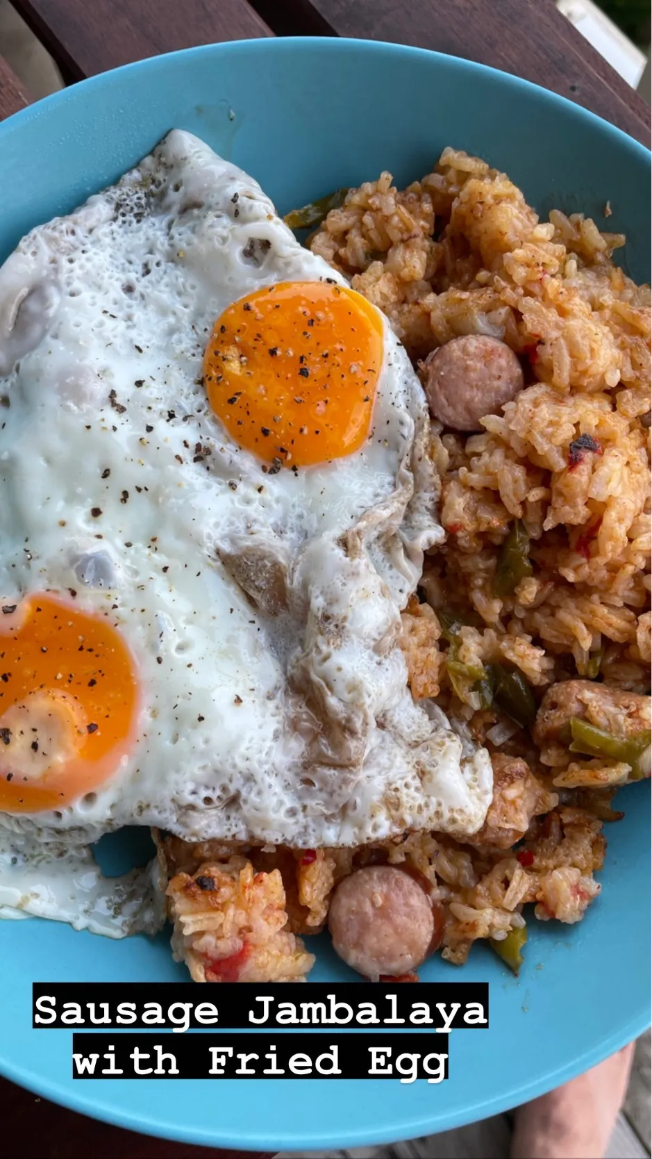 Snapdishの料理写真:Sausage Jambalaya with Fried Egg|Chris Shannonさん