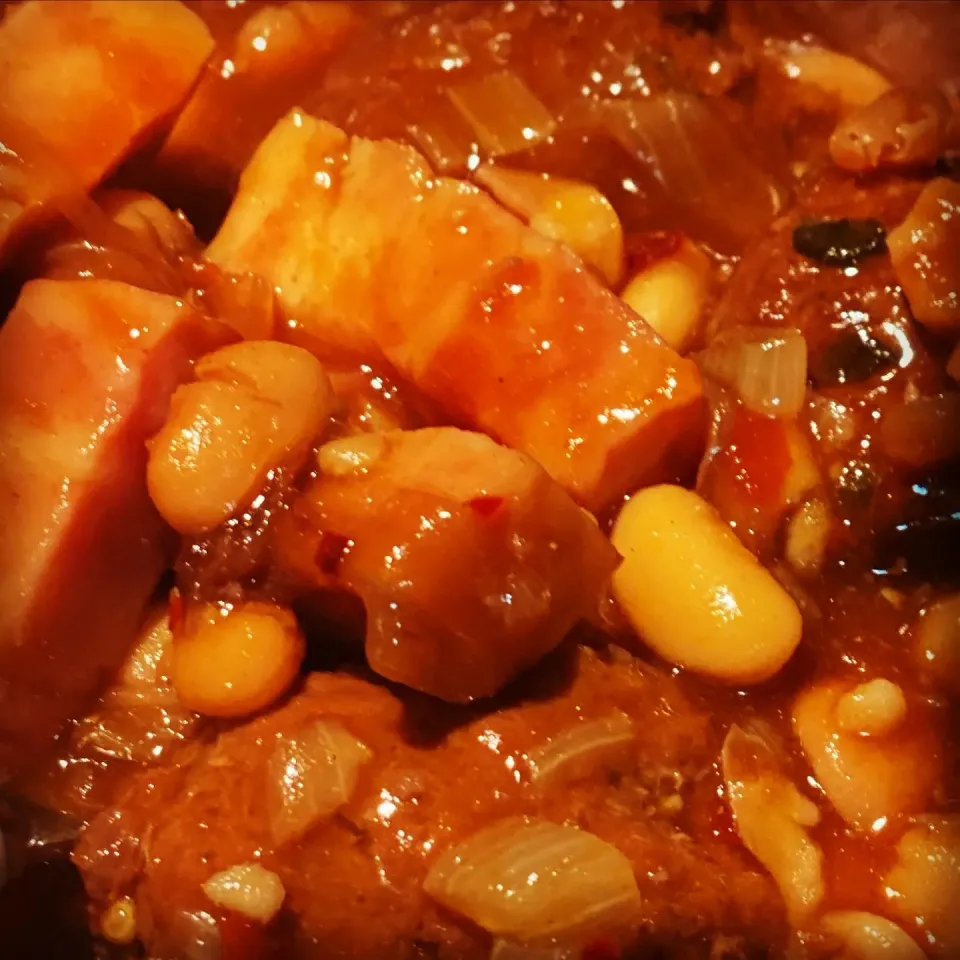 Snapdishの料理写真:Reuse ! Reuse ! 
Dinner ! Dinner ! 
The meatballs I made the other day I made 
A Beans & Pork Hot and sour Stew with the meatballs and sauce with some fresh chi|Emanuel Hayashiさん