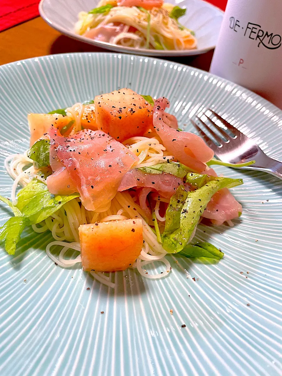 桃🍑と生ハムのカッペリーニ風🍀*゜|おかちさん