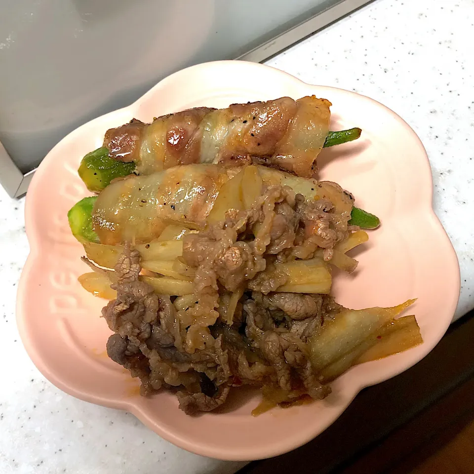 おくらの肉巻き照り焼き&プルコギごぼう炒め|ラブリー心愛さん