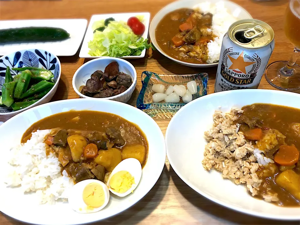 Snapdishの料理写真:孫くんとジジババ３人の晩ごはんはカレー😆　猪カレーです|じゅんさんさん