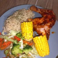 brown rice,with vegetable salsa and durky chiken|Quinton Kebaneilweさん