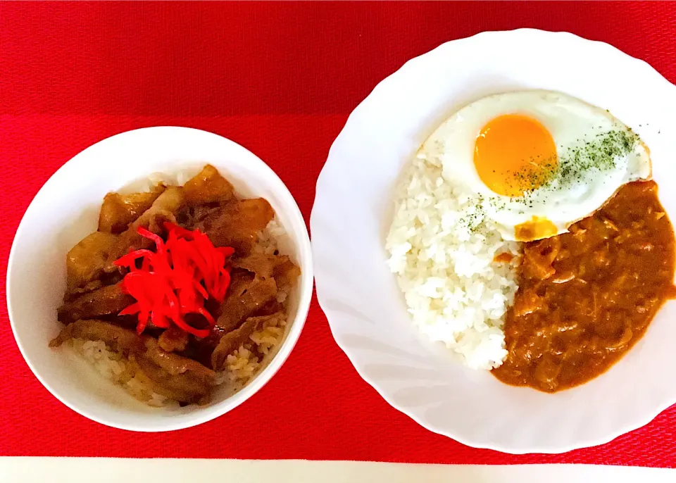 今日の胃袋泥棒笑笑😋今日も豚丼💪&スパイスカレー🍛💪小盛りです^ - ^💪💖|HAMI69さん