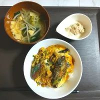 イワシ缶卵とじ丼定食|さえきっちんさん