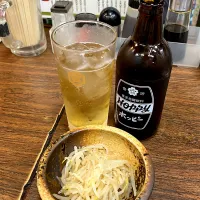 Snapdishの料理写真:もやしナムルでホッピー♪|ホッピー先輩さん