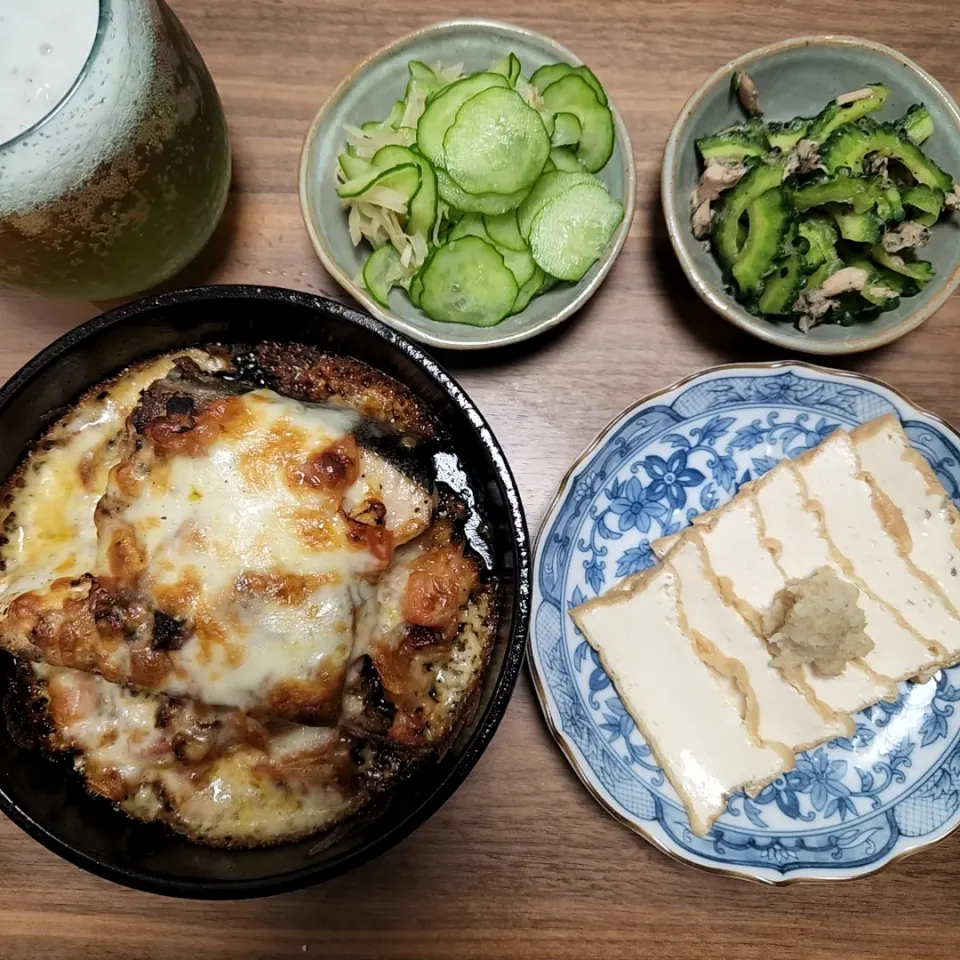 20220818
鰤のチーズトマト焼き
生揚げ
ツナゴーヤ
胡瓜甘酢生姜|noccoさん