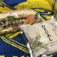 Snapdishの料理写真:海老ブロッコリーサラダロール、わさびめし|ホッピー先輩さん