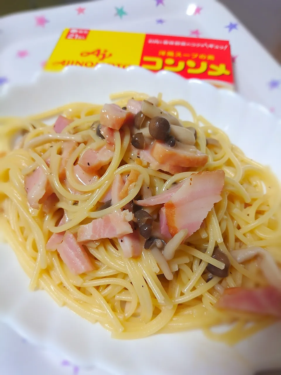 Snapdishの料理写真:カルボナーラ風パスタ🍝🍝|まなみさん