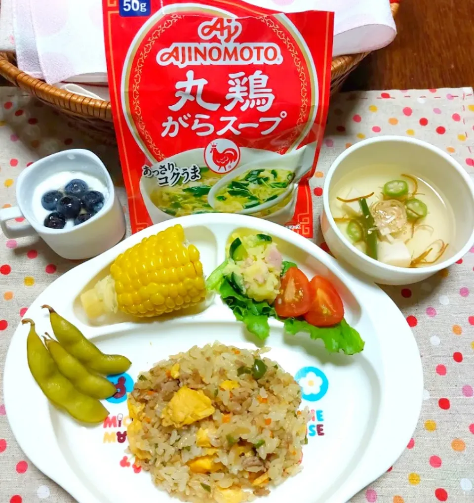 カレー炒飯ともずく茗荷スープ|☆ちび☆さん