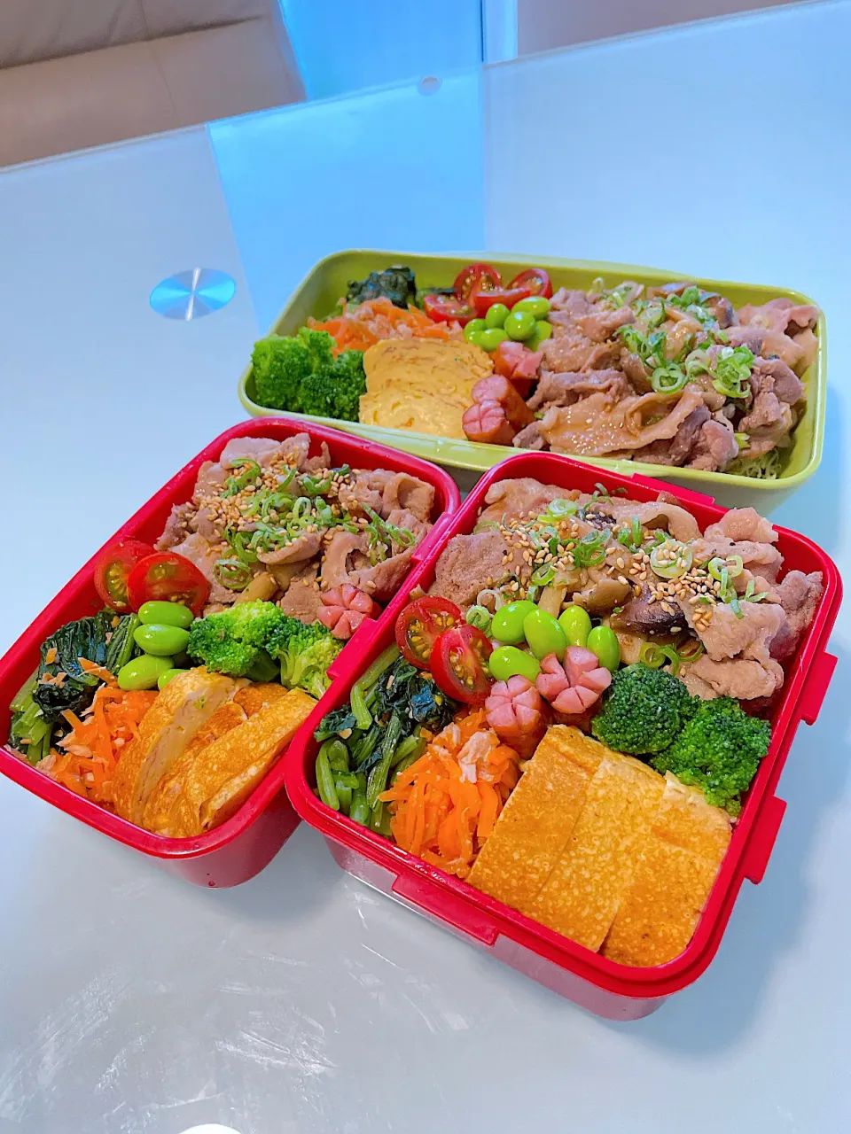 Snapdishの料理写真:生姜焼き盛りだくさん弁当🍱|ちはるさん