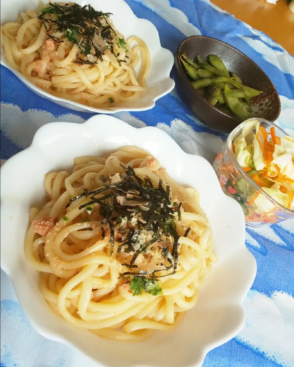 夏休みのお昼ごはん🍉たらこ焼うどん|みりん。さん