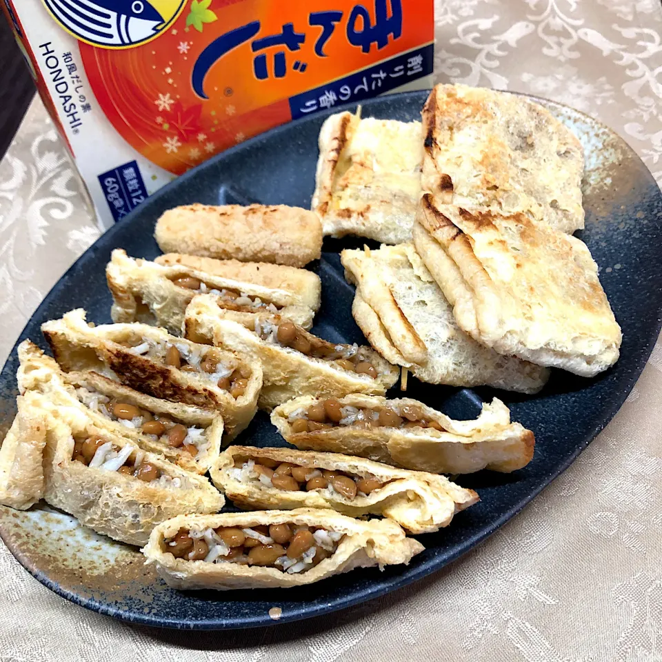 納豆しらす油揚げ巾着焼き|henryさん