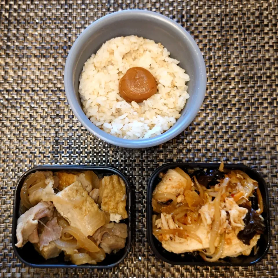 今日のお弁当
・ビタバァレーごはん（梅干し）
・厚揚げと豚肉の煮物
・ゆで鶏とミックスもやしの中華風サラダ
おいしくいただきました。ごちそうさまでした。|Yasunori Kannoさん