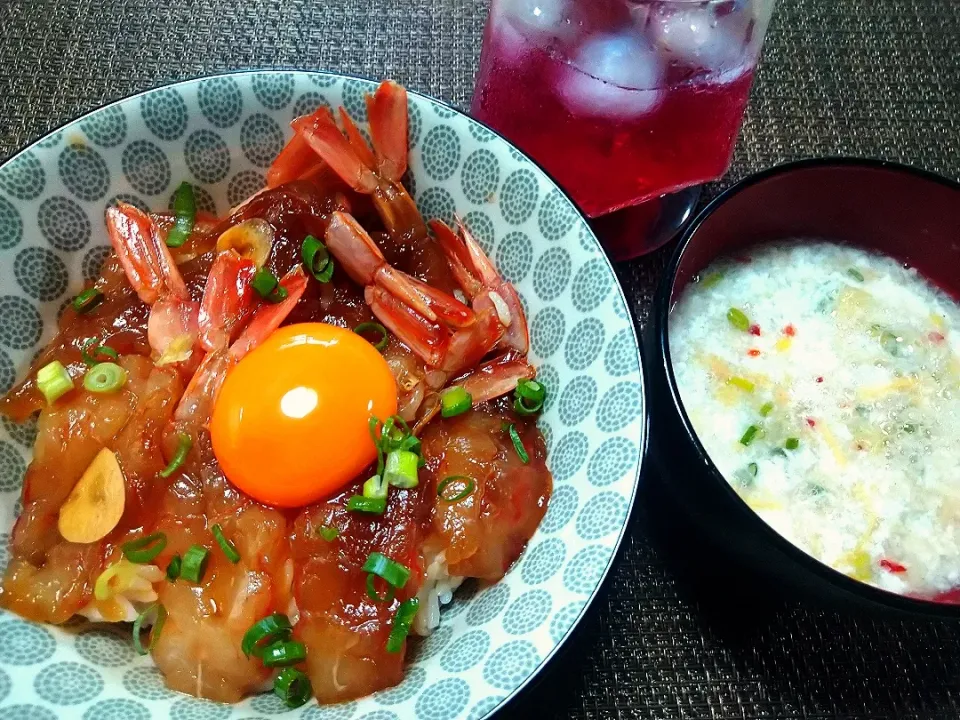 赤エビで☆カンジャンセウ風丼|うたかた。さん