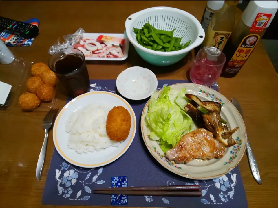 Snapdishの料理写真:国産ポークステーキ&焼き野菜プレート(夕飯)|enarinさん