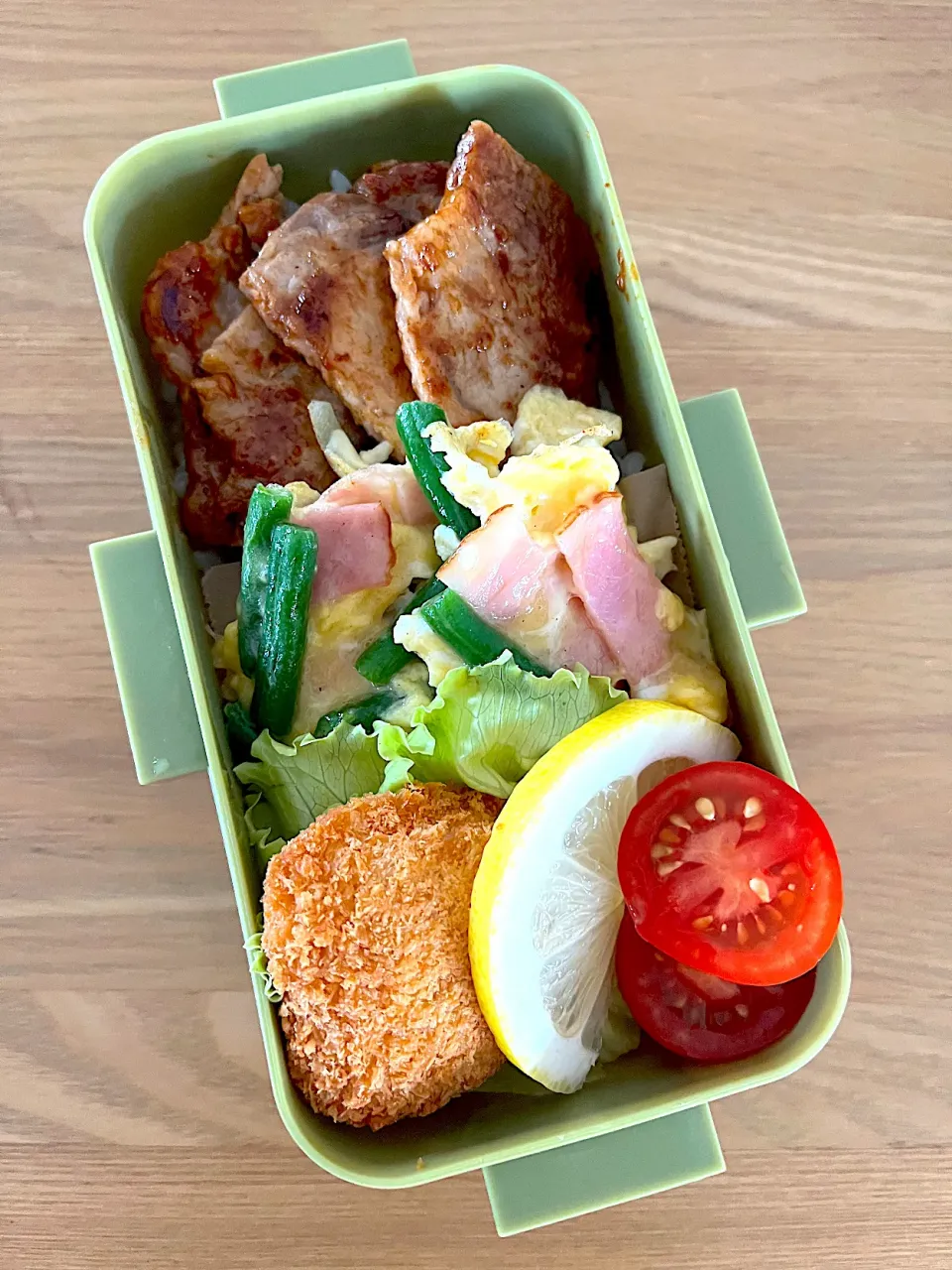 Snapdishの料理写真:バーベキューポーク弁当🍱|ちっくんさん