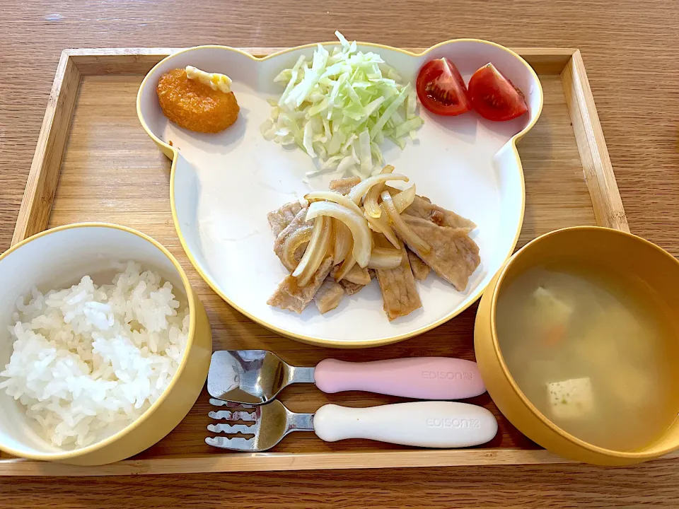 豚の生姜焼き定食　むすこごはんひる|かぼちゃんさん