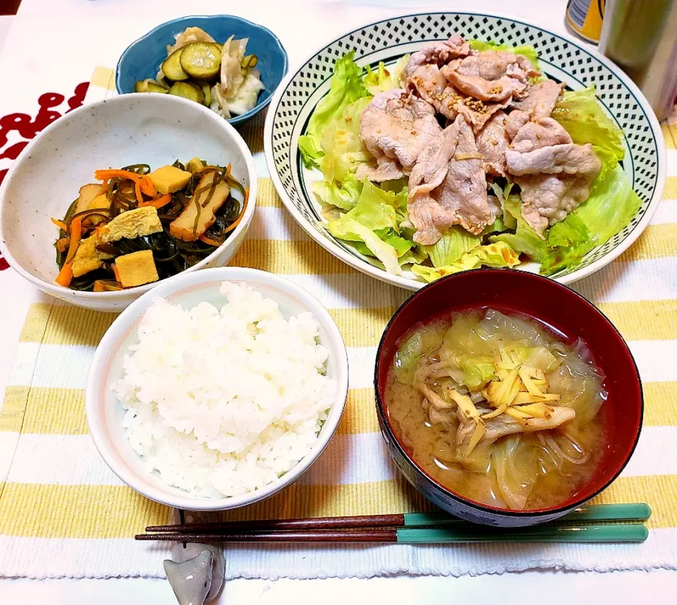 ひとり暮らしの夜ご飯
冷しゃぶサラダ、切り昆布の煮物|keeijnsさん