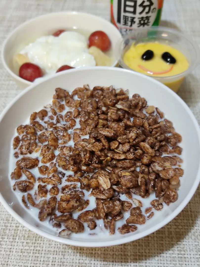 賞味期限間近のチョコグラ

あら、食パンがなーい。どうしよう。
今朝はチョコグラですませちゃおっか。
こんな食事も良いかもね。|Rピージャーさん