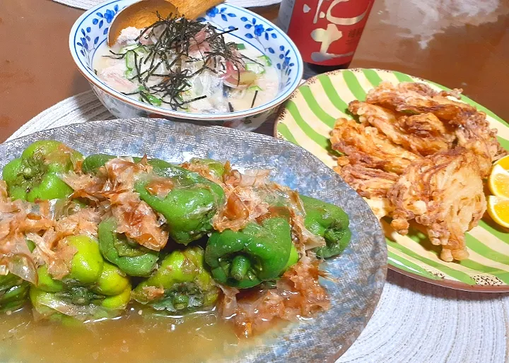 Mariruさんの丸ごとピーマン焼き浸し🍃
からあげビールさんの山かけサバ缶
ひろりんさんのえのきのカリカリ焼き🌿|びせんさん