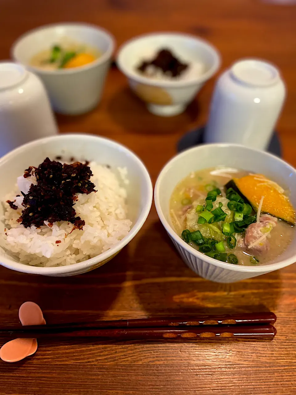 Snapdishの料理写真:おかかごぼうめしと粕汁|ＭＡＲＵＥ家の食卓さん