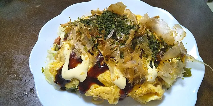 リメイク　餅入りオム焼きそば|よっちびやばんぶーさん