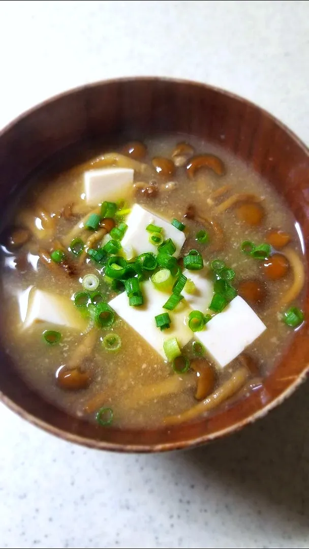 パパ作👨なめこと豆腐の味噌汁|ぱんだのままんさん