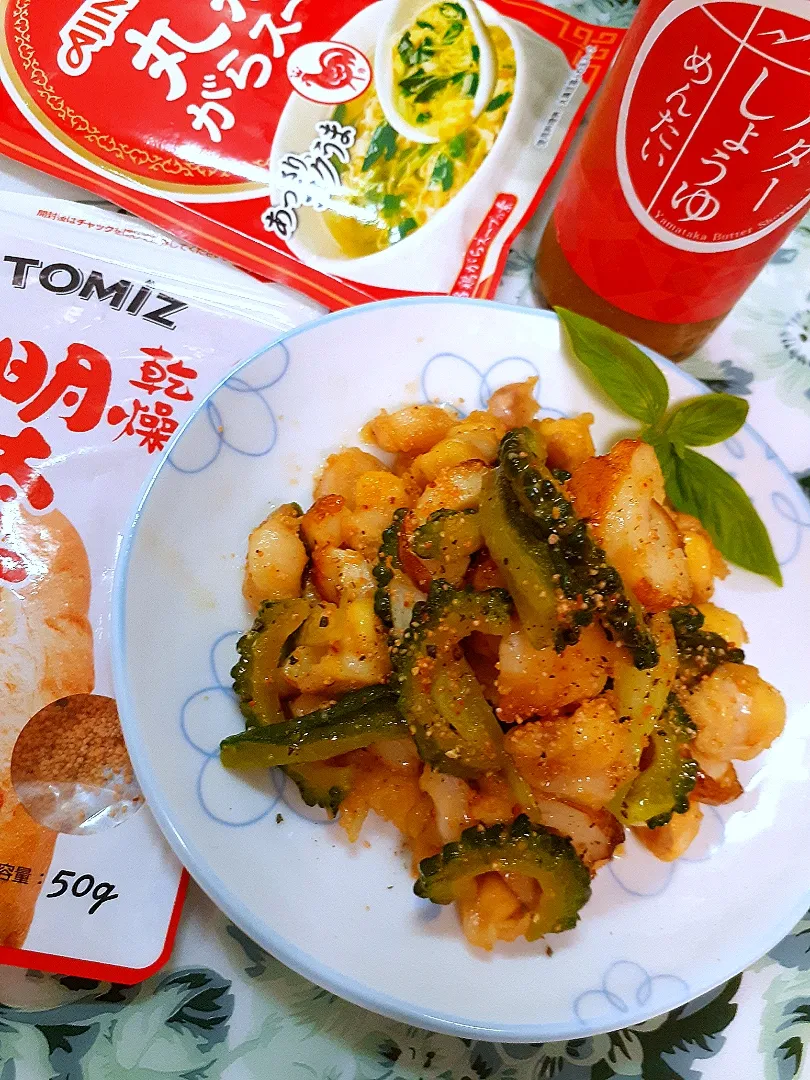 🔷🐓膝軟骨と冷凍ゴーヤの明太バター炒め20220903🌙✨🍺🔷|@きなこさん