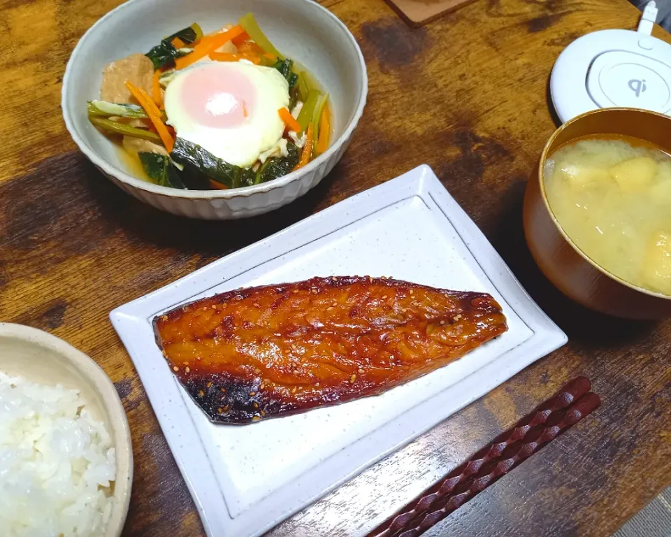 ・鯖のみりん干し
・小松菜と厚揚げの炊いたん
・大根と揚げのみそ汁|ちりさん