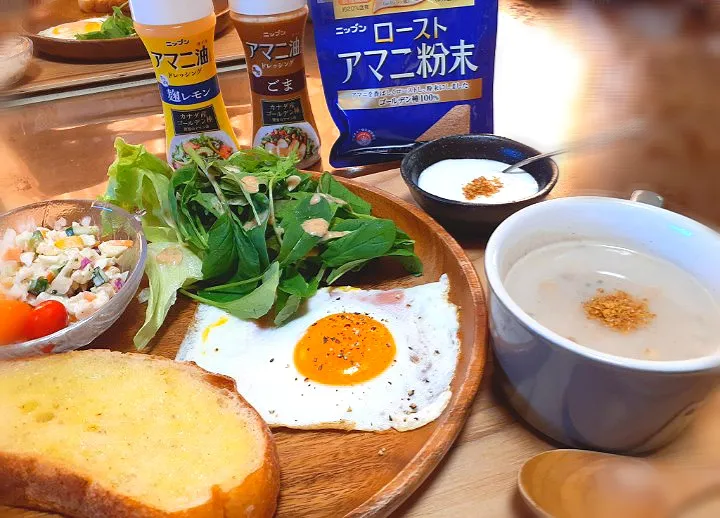 頂いたアマニシリーズを使って
モーニングプレート🌄🍴|びせんさん