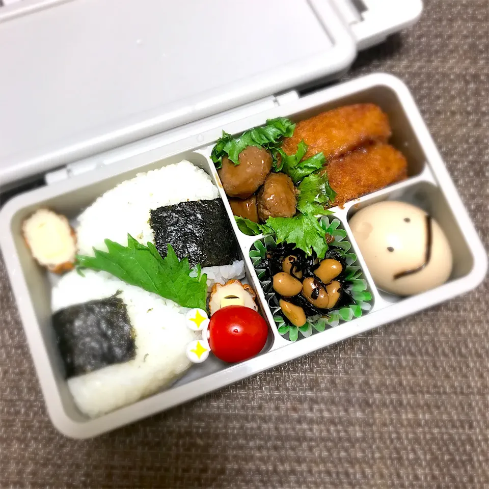 SJK弁当🍱〜赤松コロッケ・ミートボール・煮玉子・ひじき煮・チーちく|華恋さん