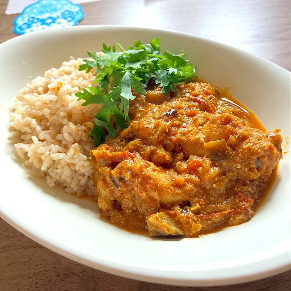 トマトと茄子のチキンカレー|あぼちさん