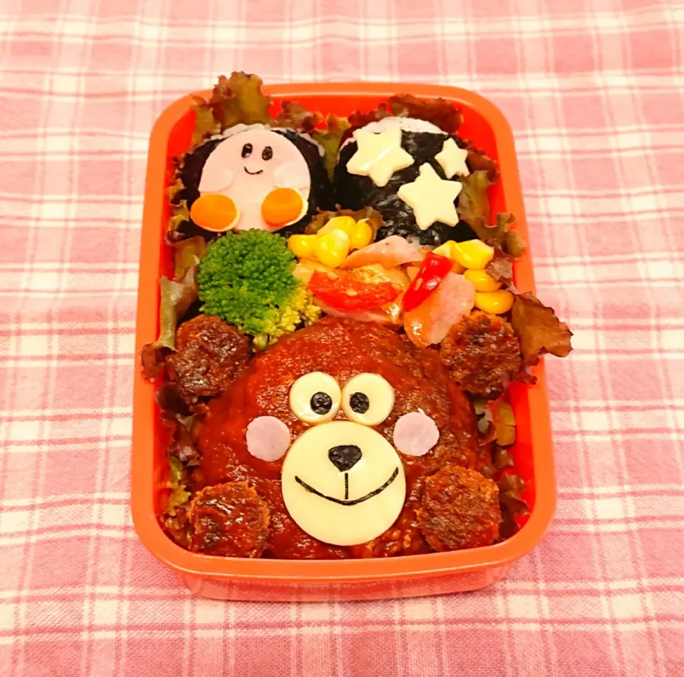 クマちゃんハンバーグ弁当❤️|みちゅあしさん