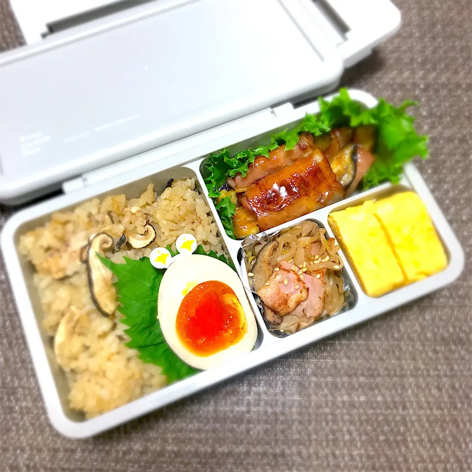 SJK弁当〜ナスベーコン照り焼き・玉子焼き・もやしベーコン・煮玉子|華恋さん