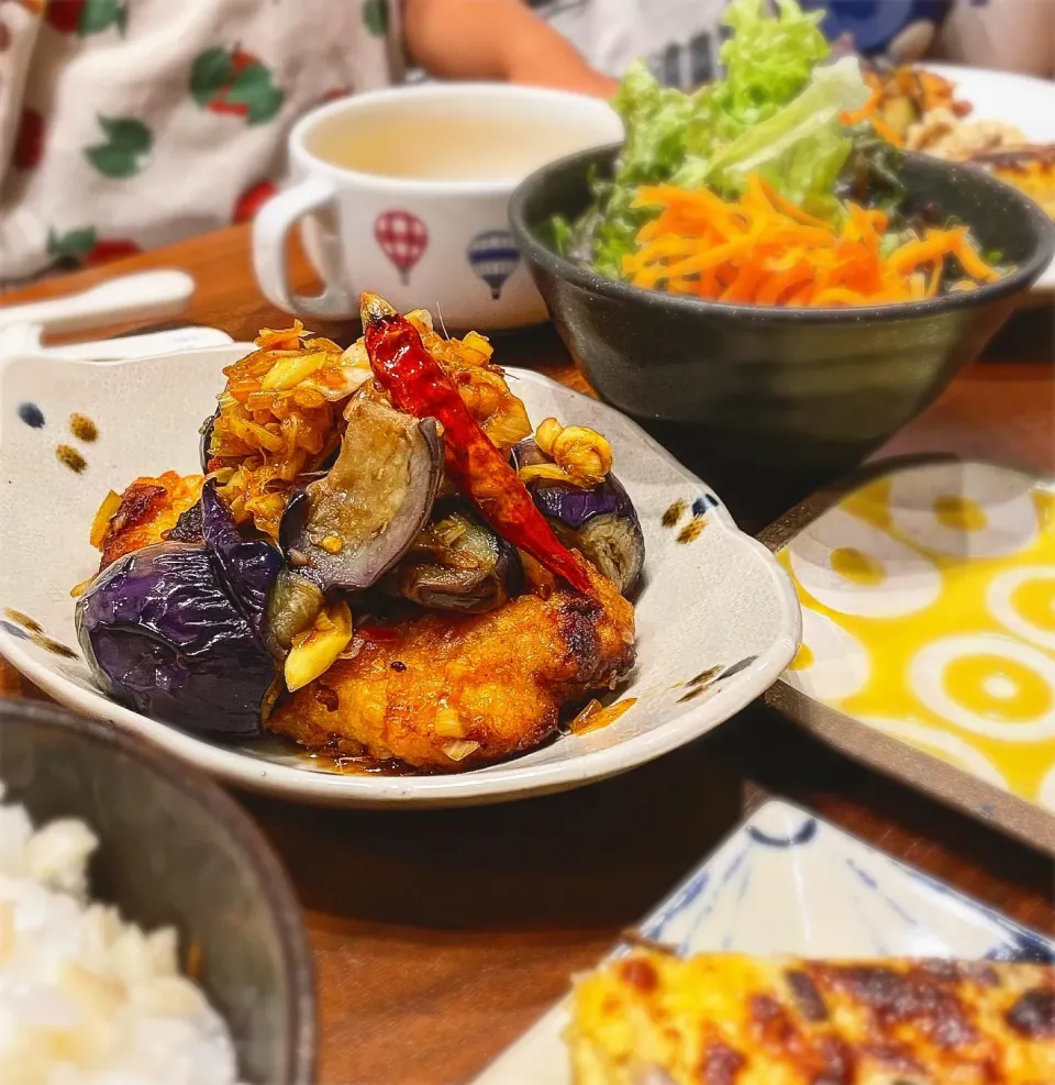 鶏胸肉と茄子のピリ辛香味だれ|ichikayaさん