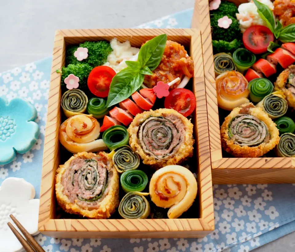 豚肉と大葉のくるくるカツ🌀お弁当|こっちんさん