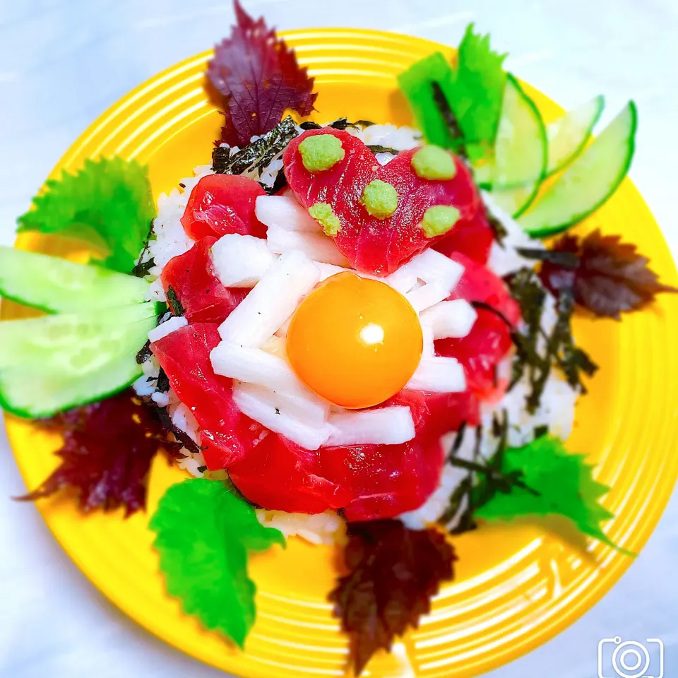 本鮪の山芋丼ハートにしちゃった♥️|Ameriさん