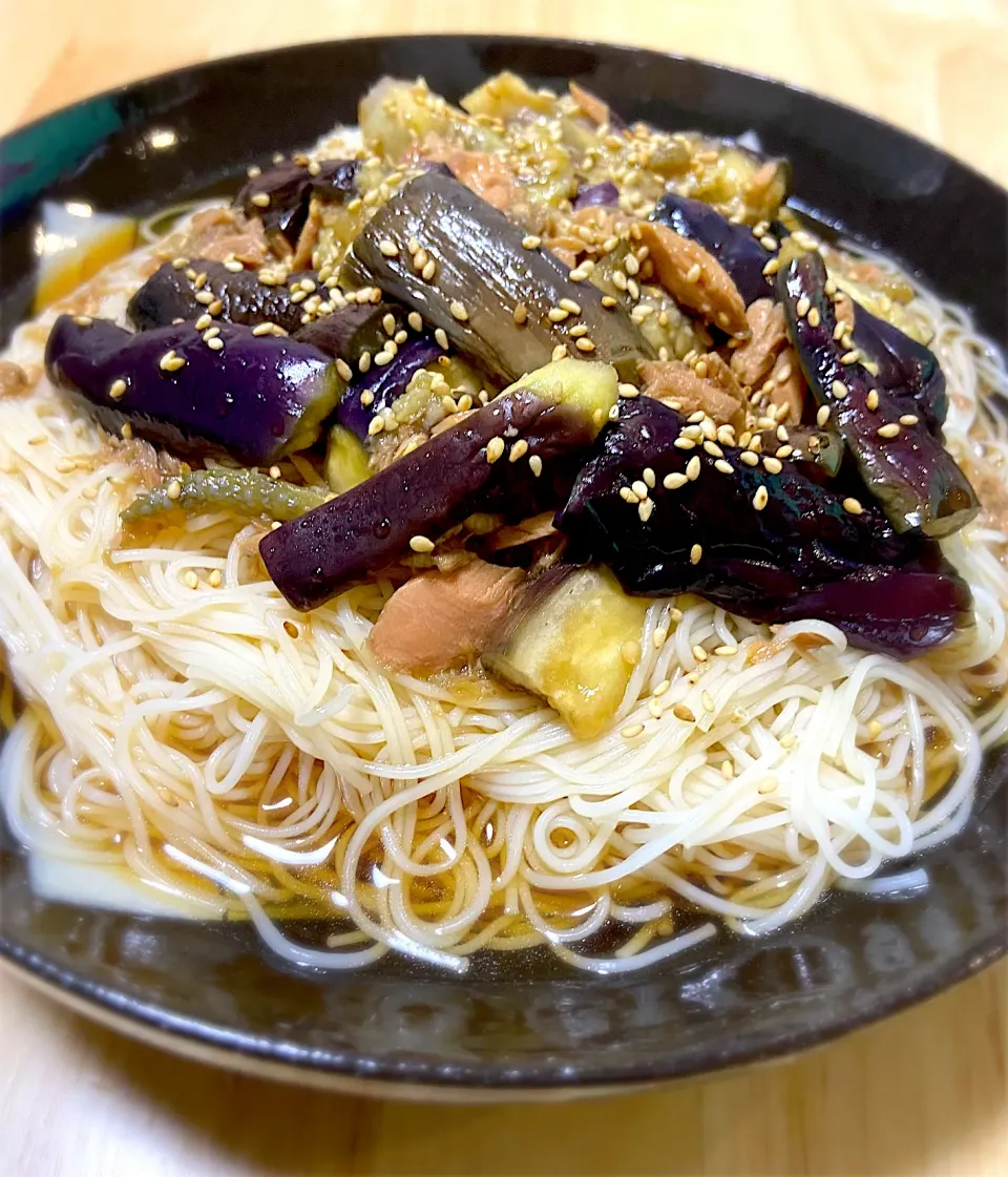 茄子とツナのそうめん|ちゅぱきちさん