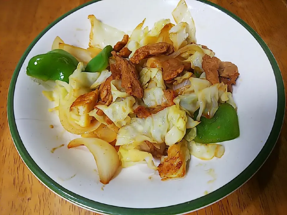 大豆のお肉で野菜いためを作りました。|城山の山ちゃんさん