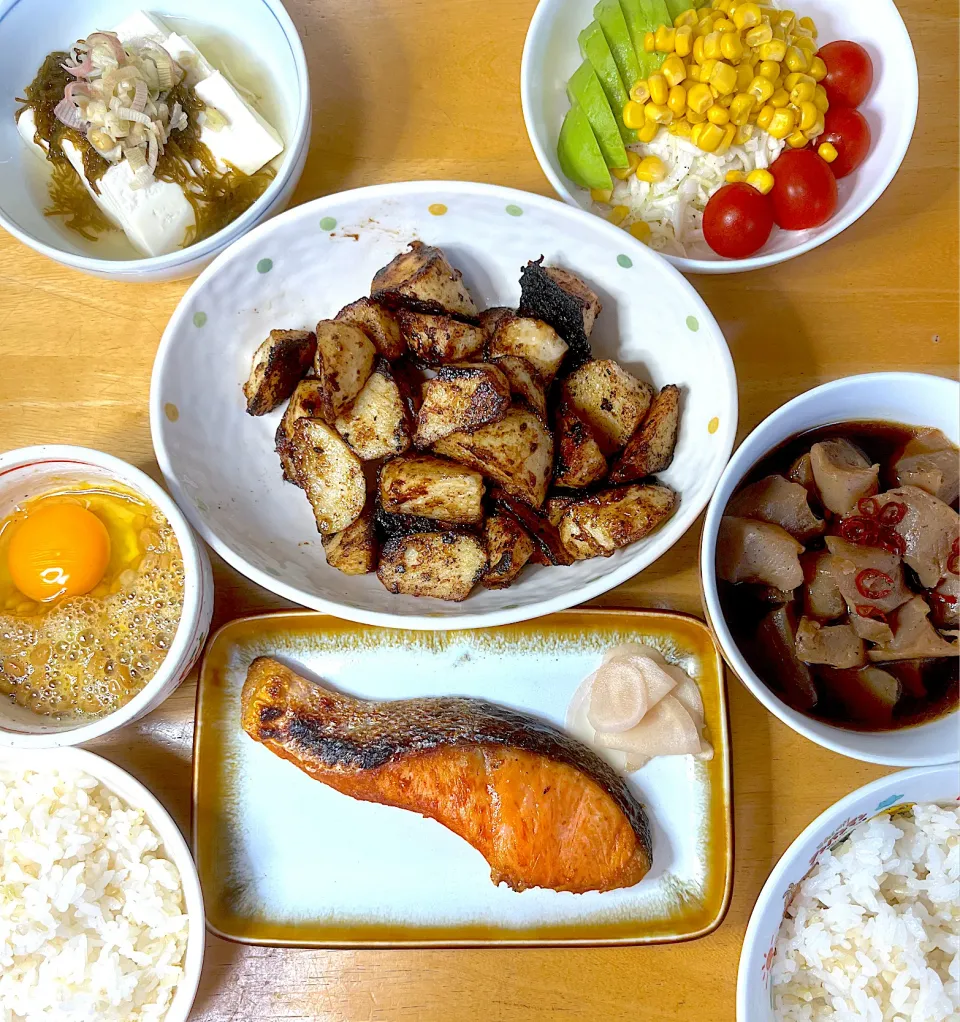 長芋炒め＆めんつゆ漬け蒟蒻煮|Makokoさん