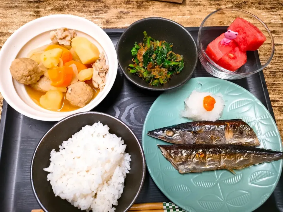 秋刀魚の塩焼き定食|パンダ母さん🐼さん