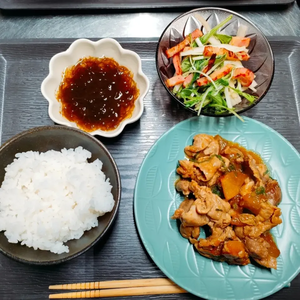 冬瓜と豚肉の味噌炒め定食|パンダ母さん🐼さん