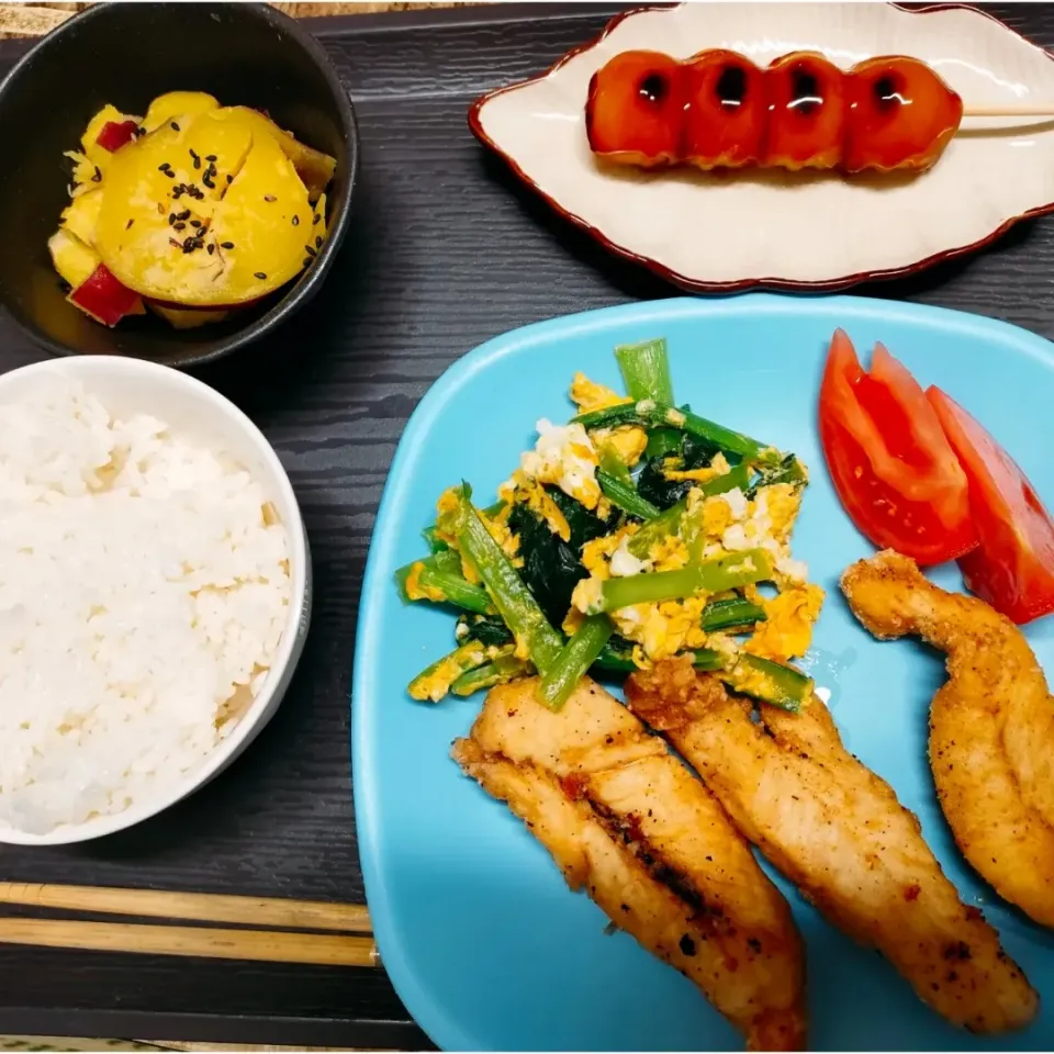 ササミの唐揚げ定食(お月見Ｖｅｒ．)|パンダ母さん🐼さん