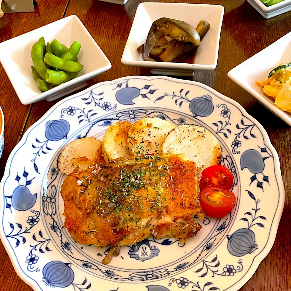 晩ごはん♯日高シェフレシピ♯ きのこを詰めた鶏もも肉のロースト|小松菜さん